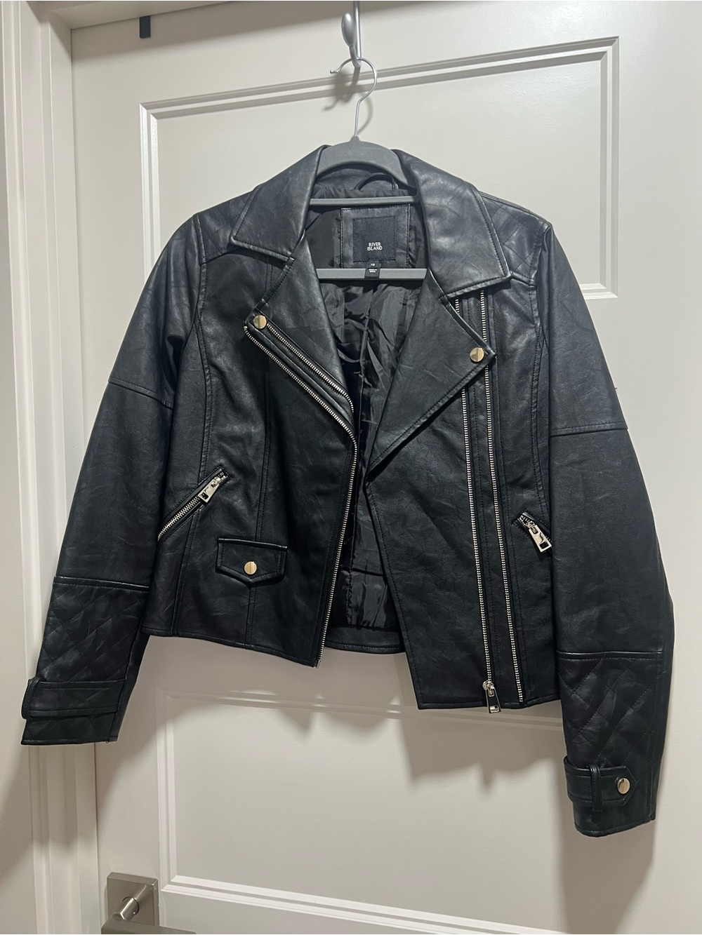 River Island Black Faux Leather Moto Jacket